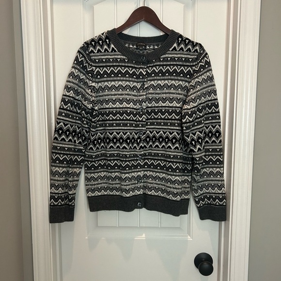 Talbots Women's Fair Isle Lambswool Blend Beaded Cardigan Sweater. - Picture 1 of 5